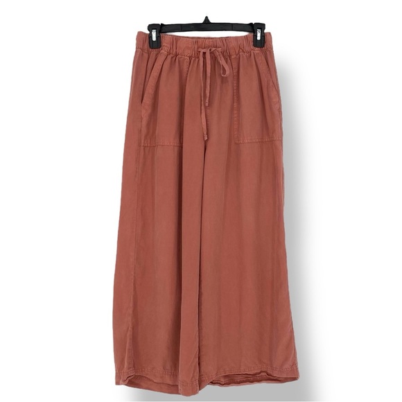 Thread & Supply Casual Dusty Rose Wide-Leg Drawstring Cropped Pants Sz Med - Picture 1 of 12